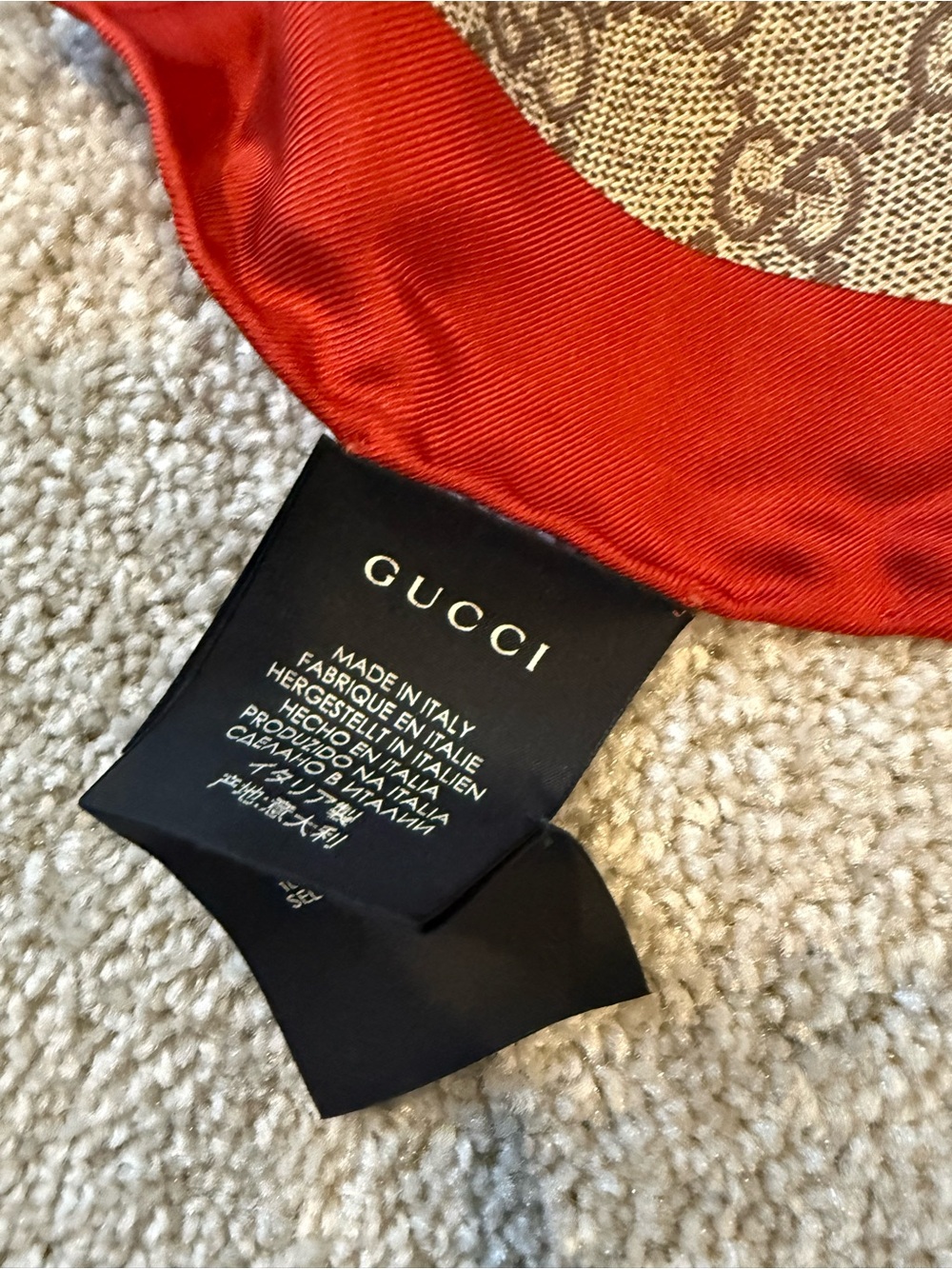 Gucci Beige Monogram Floral Silk Scarf with Blue, Yellow and Red Accents - Picture 8 of 9